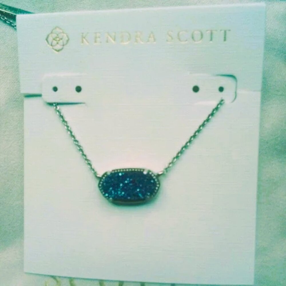 Kendra Scott Blue Drusy necklace silver NWT